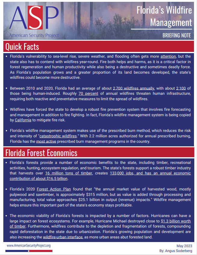 Briefing Note – Florida’s Wildfire Management