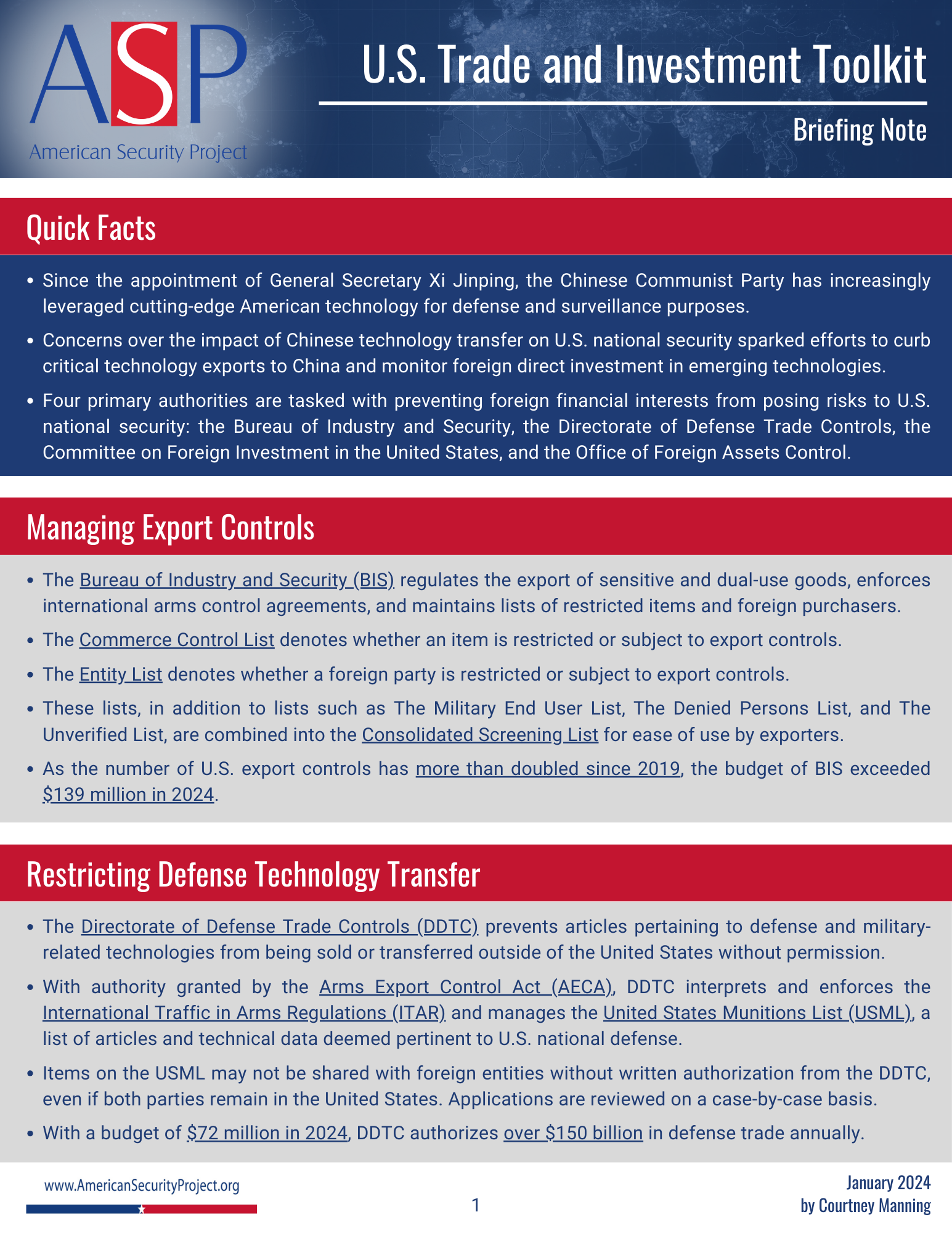 Briefing Note – U.S. Trade and Investment Toolkit