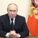 President Vladimir Putin giving a speech on the Crocus City Hall attack
