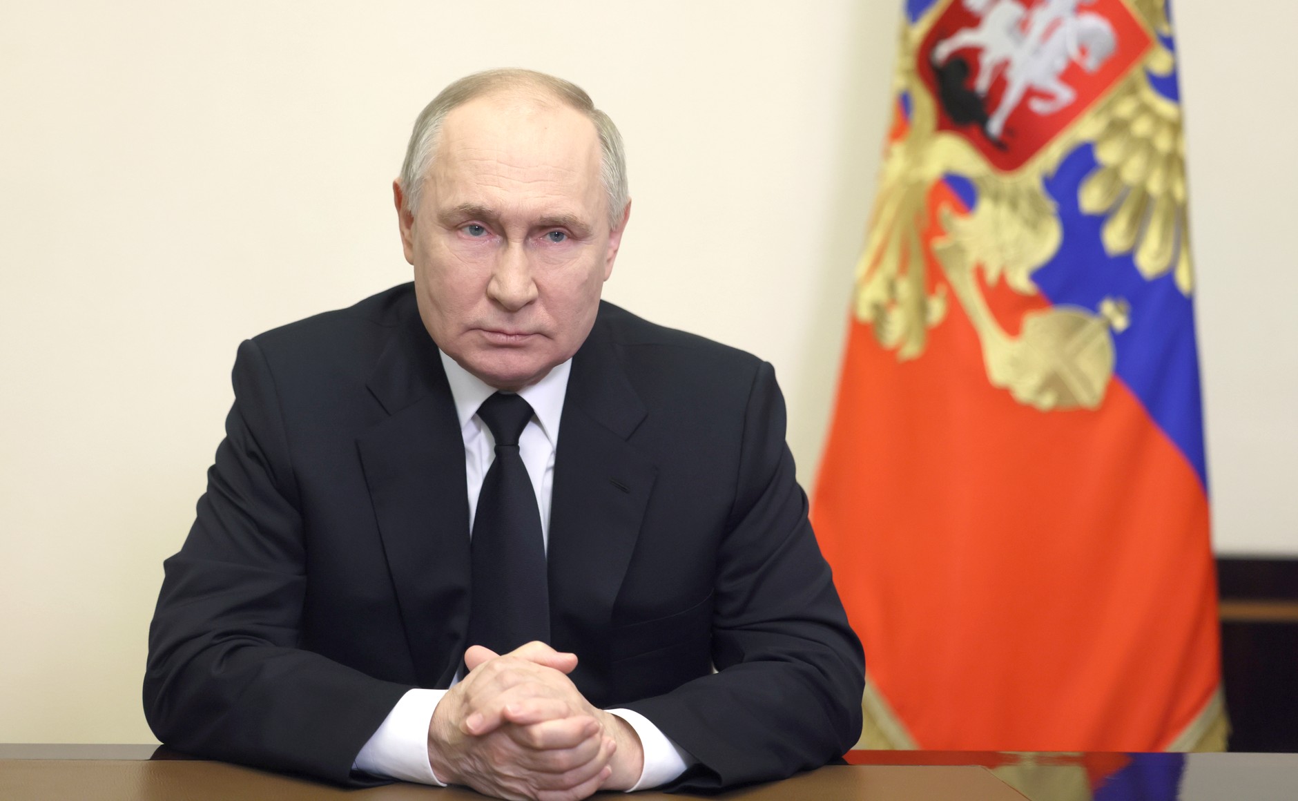 President Vladimir Putin giving a speech on the Crocus City Hall attack